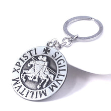 Load image into Gallery viewer, Knight Templar Keychain Letter Sigillum Militum Xpisti Vintage Silver Pendant Key Chain for Women Men Car Keyring Jewelry
