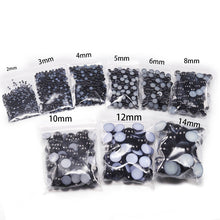 Load image into Gallery viewer, Imitation ABS Pearl Beads Flat Back 2 3 4 5 6 8 10 12 14mm Black White Cabochon Half Round Bead Scrapbook Decoration DIY Jewelry