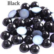 Load image into Gallery viewer, Imitation ABS Pearl Beads Flat Back 2 3 4 5 6 8 10 12 14mm Black White Cabochon Half Round Bead Scrapbook Decoration DIY Jewelry