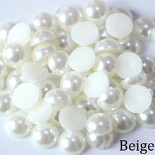 Load image into Gallery viewer, Imitation ABS Pearl Beads Flat Back 2 3 4 5 6 8 10 12 14mm Black White Cabochon Half Round Bead Scrapbook Decoration DIY Jewelry
