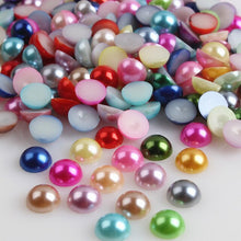 Load image into Gallery viewer, Imitation ABS Pearl Beads Flat Back 2 3 4 5 6 8 10 12 14mm Black White Cabochon Half Round Bead Scrapbook Decoration DIY Jewelry
